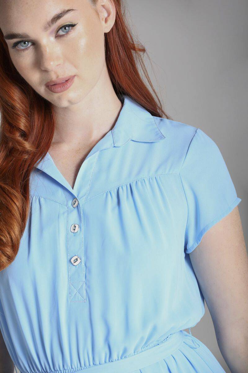 EMP "Pearl Dress" Mittellanges Kleid Blau Von Hell Bunny