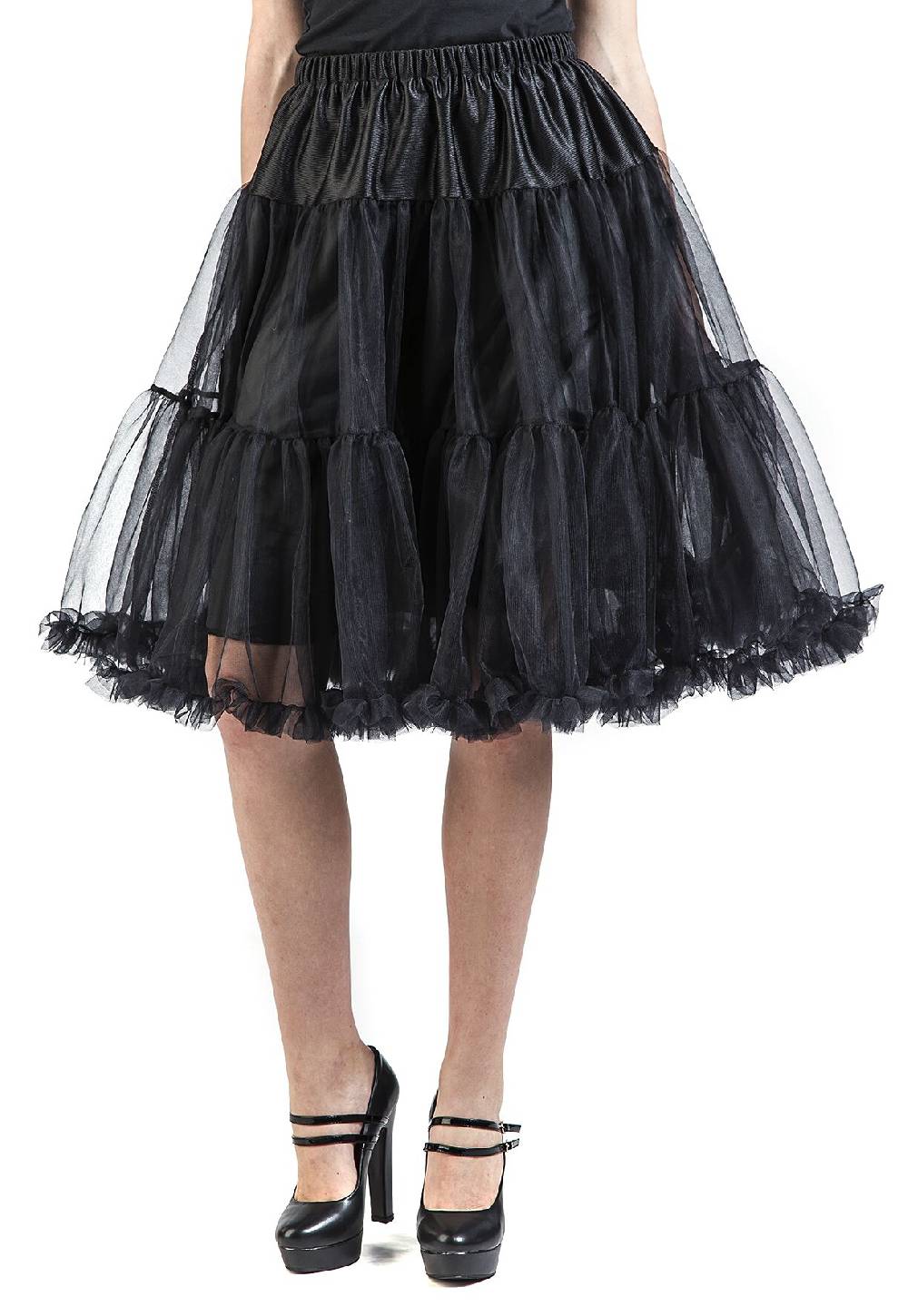 EMP "Penelope Petticoat" Mittellanger Rock Schwarz Von Hell Bunny