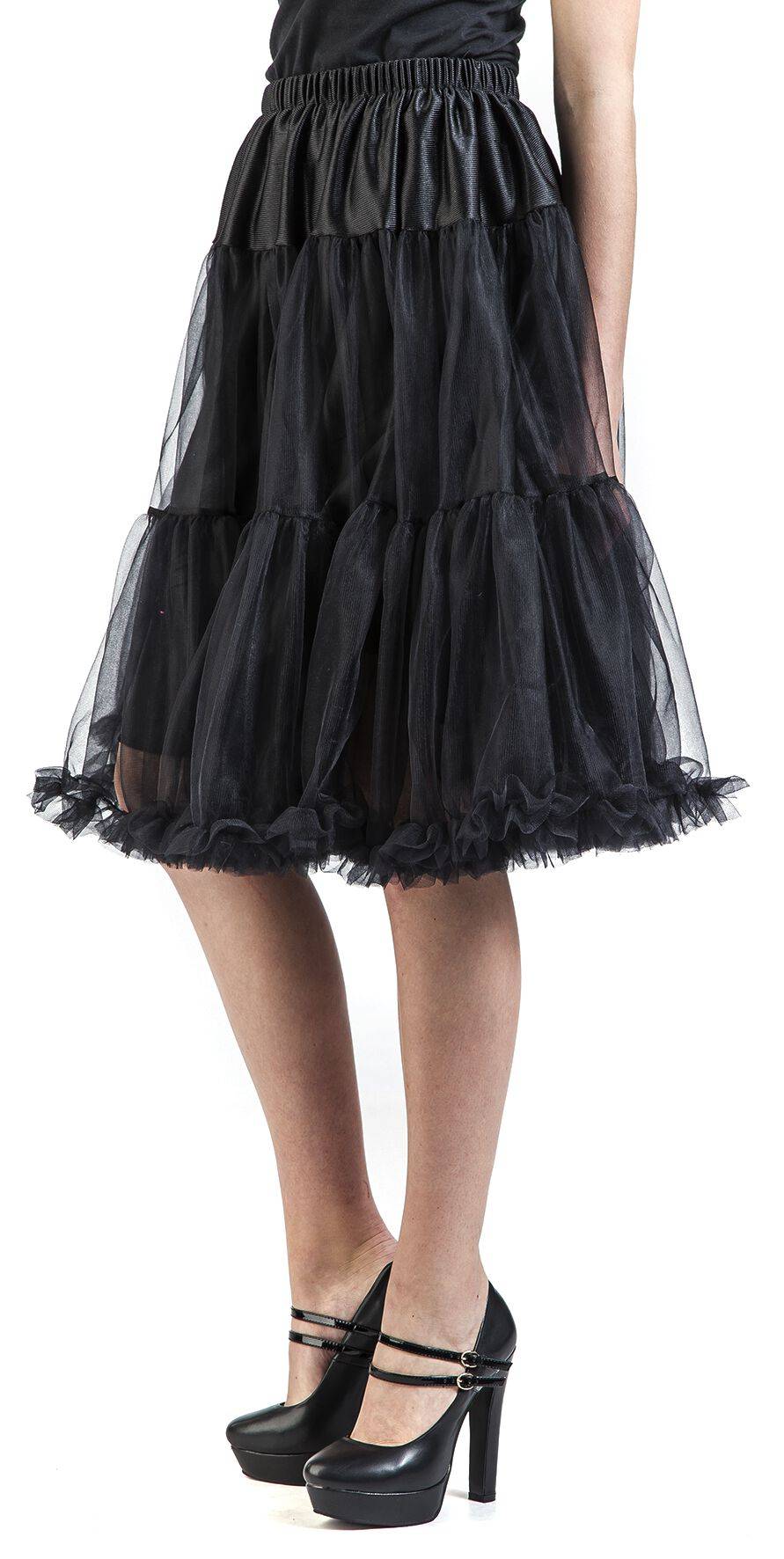 EMP "Penelope Petticoat" Mittellanger Rock Schwarz Von Hell Bunny