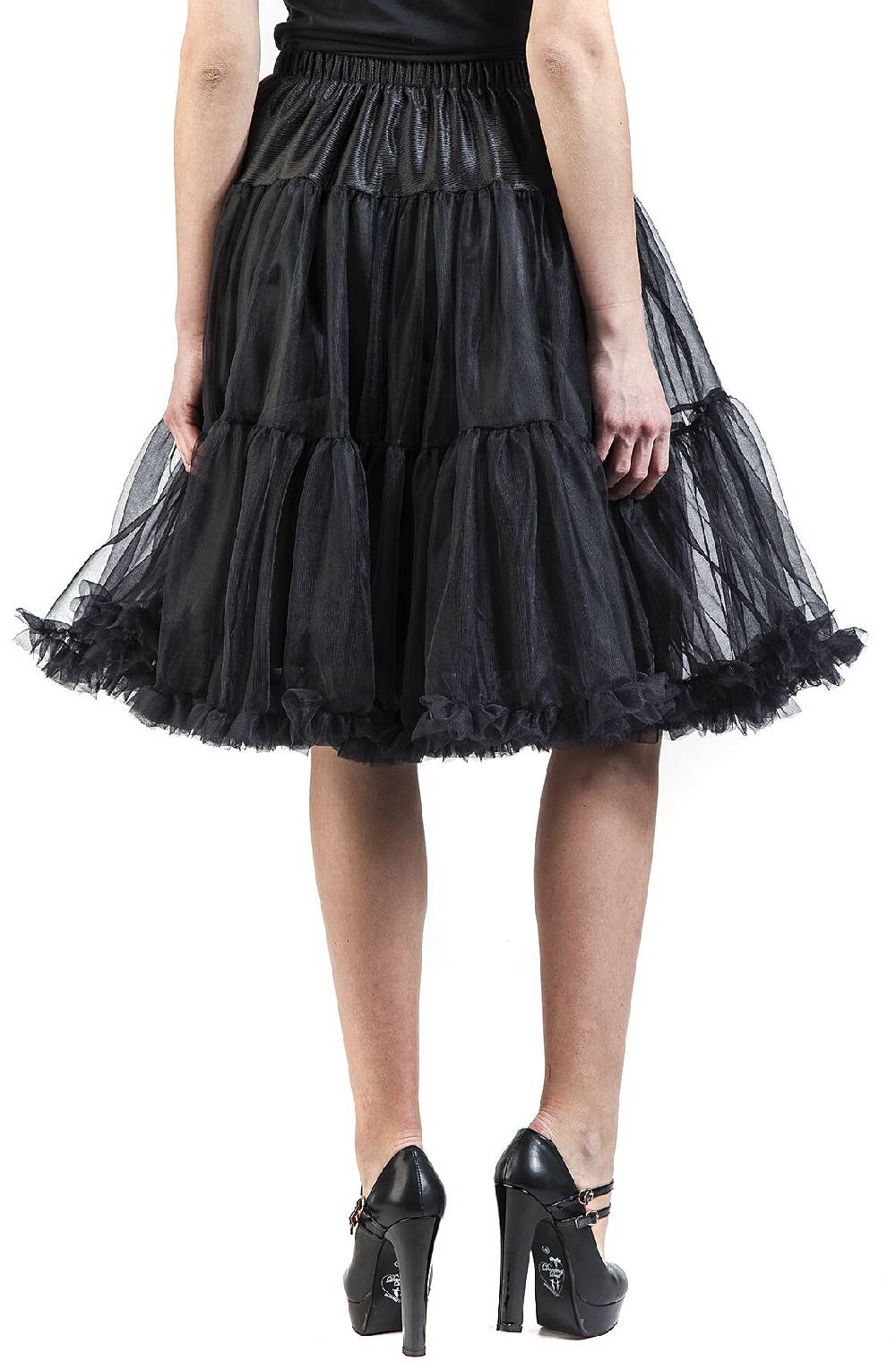 EMP "Penelope Petticoat" Mittellanger Rock Schwarz Von Hell Bunny