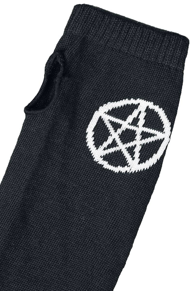 EMP "Pentagram Gloves" Stulpen Schwarz/weiß Von Pamela Mann