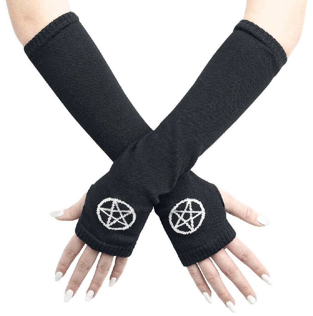 EMP "Pentagram Gloves" Stulpen schwarz/weiß von Pamela Mann