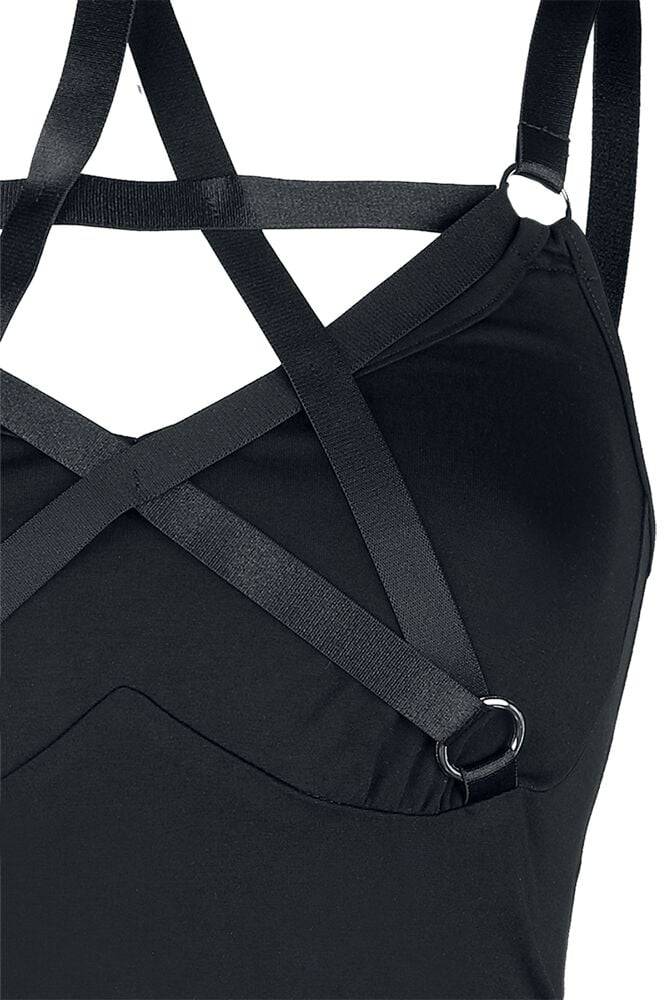 EMP "Pentagram Straps Top" Neckholder Schwarz Von Jawbreaker