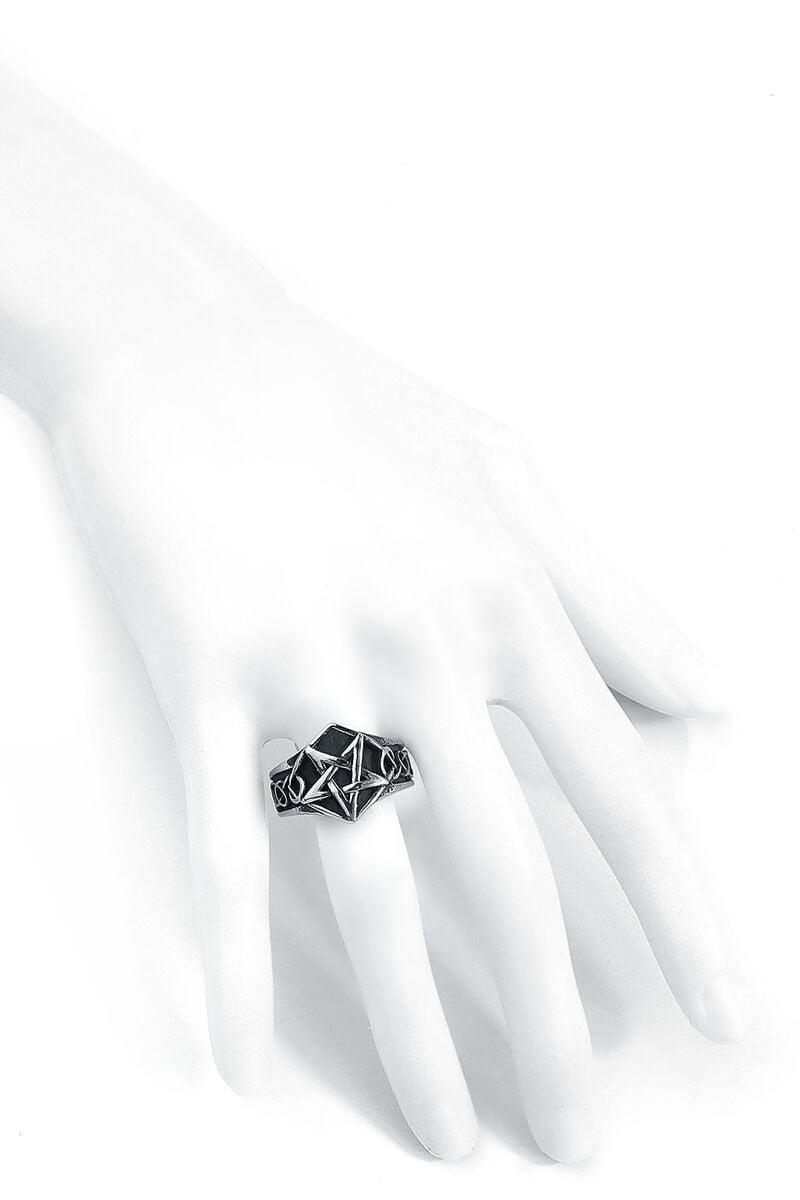 EMP "Pentagramm" Ring Silberfarben Von EtNox Hard And Heavy