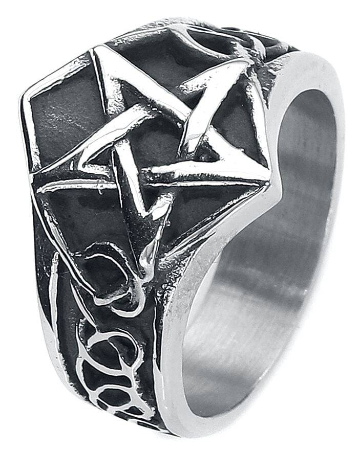 EMP "Pentagramm" Ring Silberfarben Von EtNox Hard And Heavy