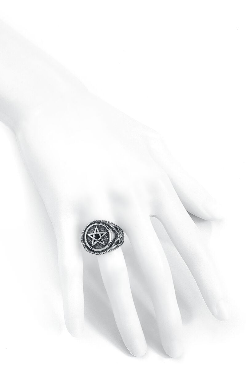 EMP "Pentagramm" Ring Silberfarben Von EtNox Hard And Heavy