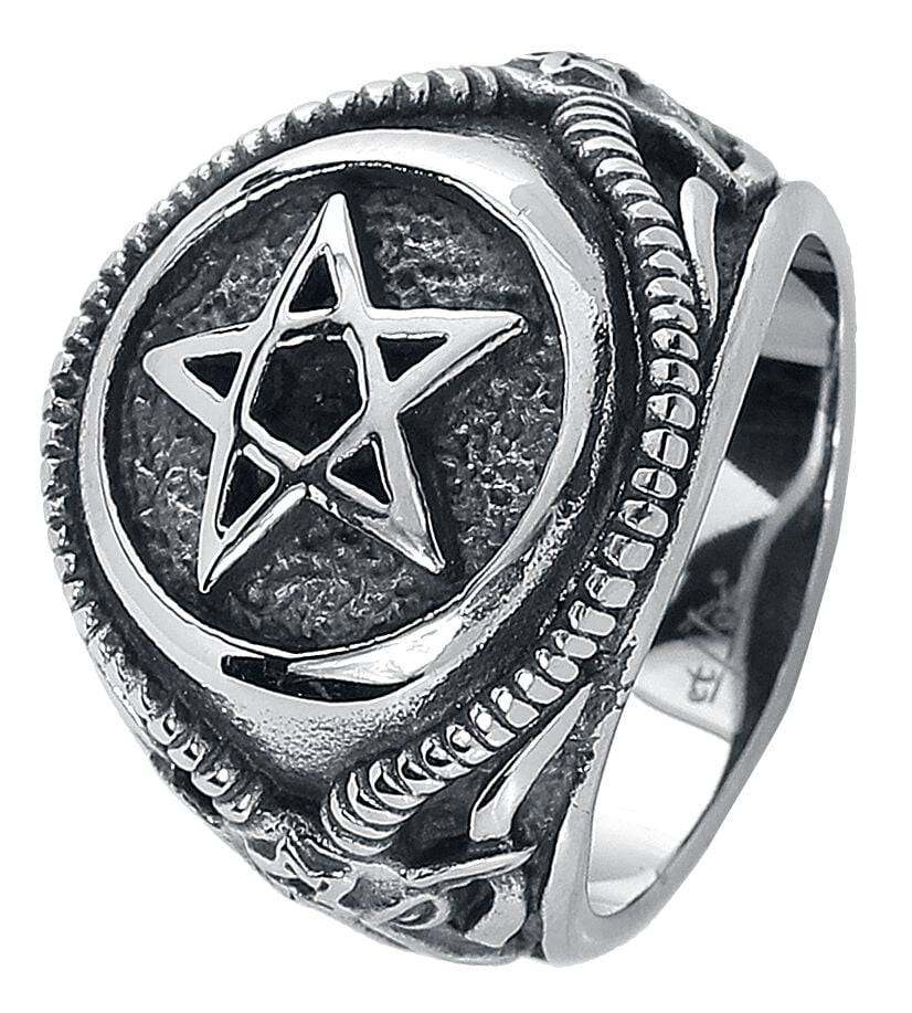 EMP "Pentagramm" Ring Silberfarben Von EtNox Hard And Heavy