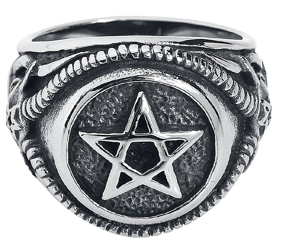 EMP "Pentagramm" Ring silberfarben von etNox hard and heavy