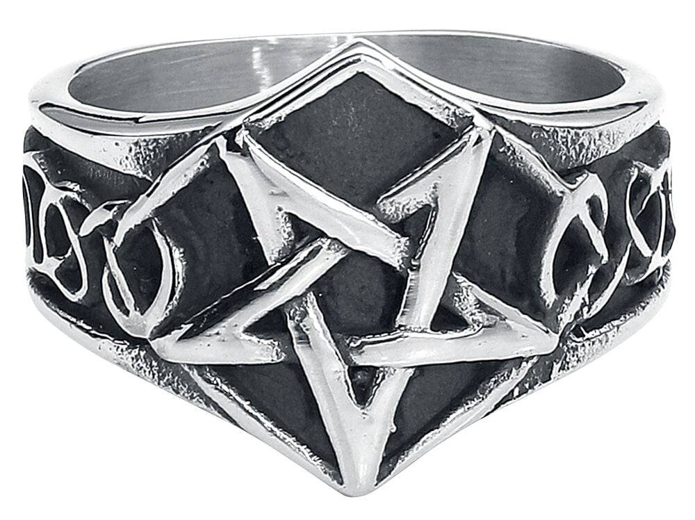 EMP "Pentagramm" Ring silberfarben von etNox hard and heavy
