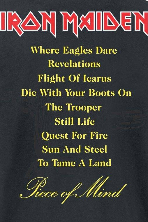 EMP "Piece Of Mind Tracklist" T-Shirt Schwarz Von Iron Maiden