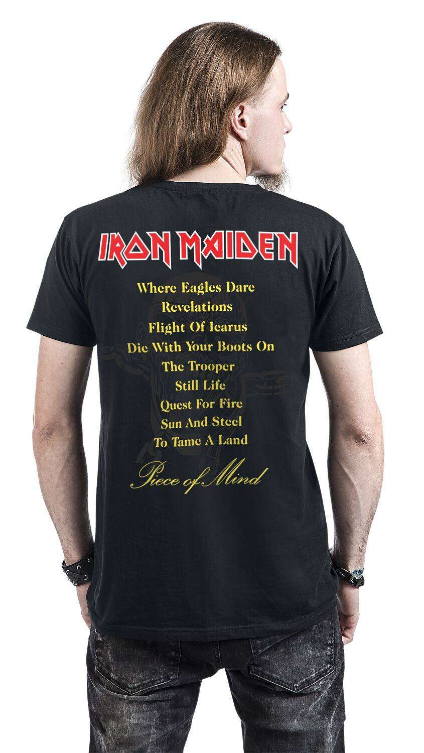 EMP "Piece Of Mind Tracklist" T-Shirt Schwarz Von Iron Maiden