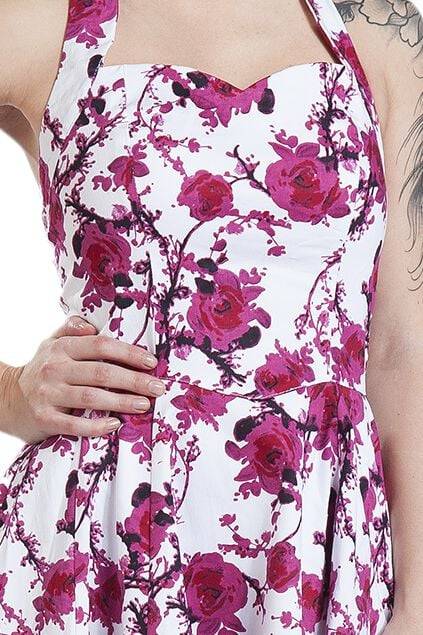 EMP "Pink Floral Dress" Mittellanges Kleid Weiß/pink Von H&R London