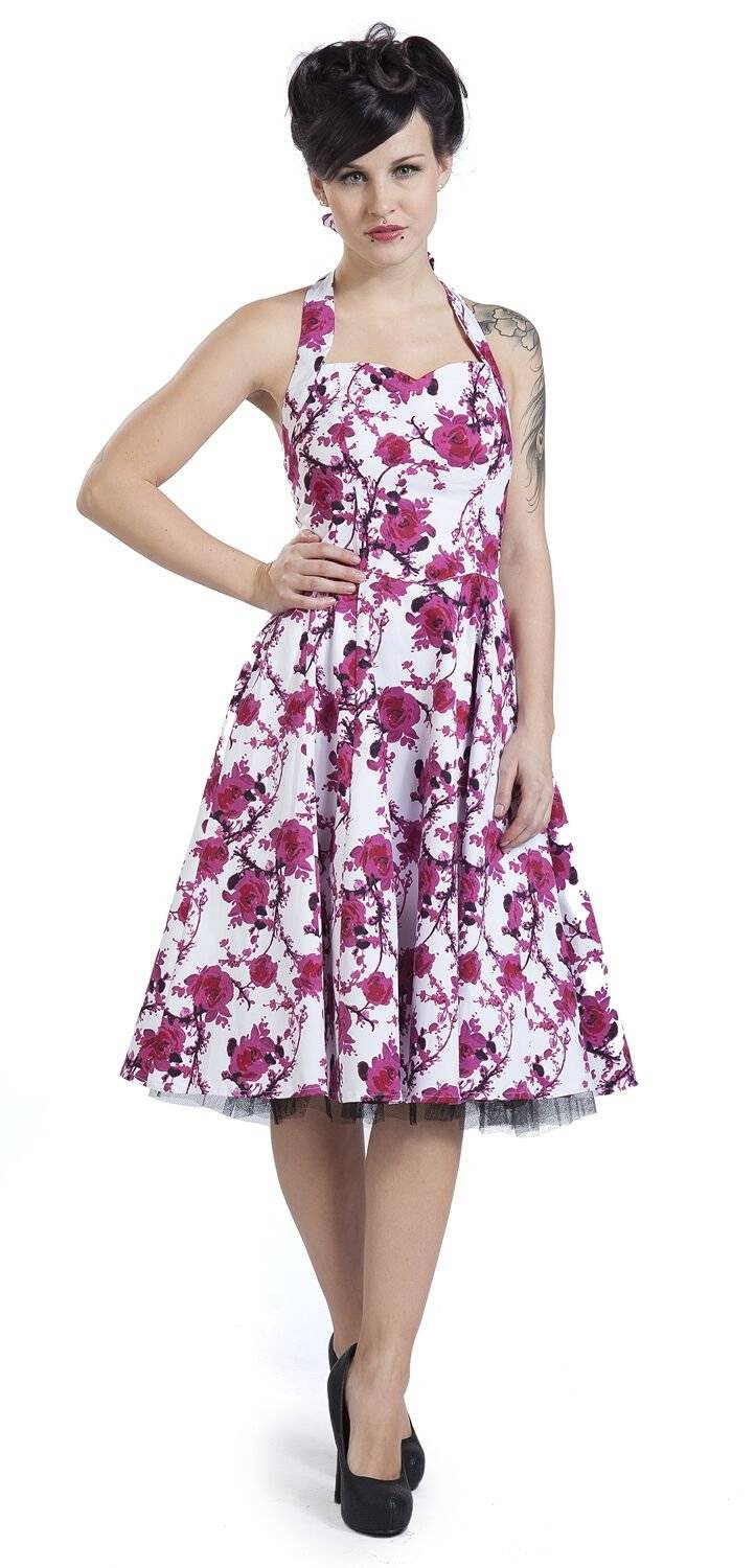 EMP "Pink Floral Dress" Mittellanges Kleid Weiß/pink Von H&R London