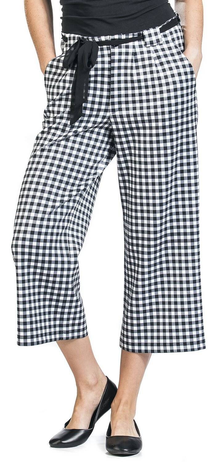 EMP "Plaid Cherries Culottes Pants" Stoffhose Weiß/schwarz Von Pussy Deluxe
