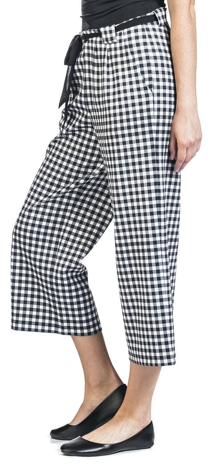 EMP "Plaid Cherries Culottes Pants" Stoffhose Weiß/schwarz Von Pussy Deluxe