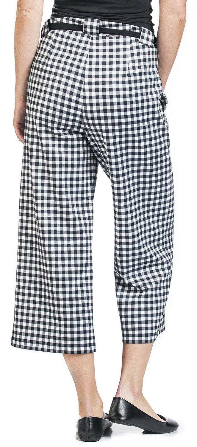 EMP "Plaid Cherries Culottes Pants" Stoffhose Weiß/schwarz Von Pussy Deluxe