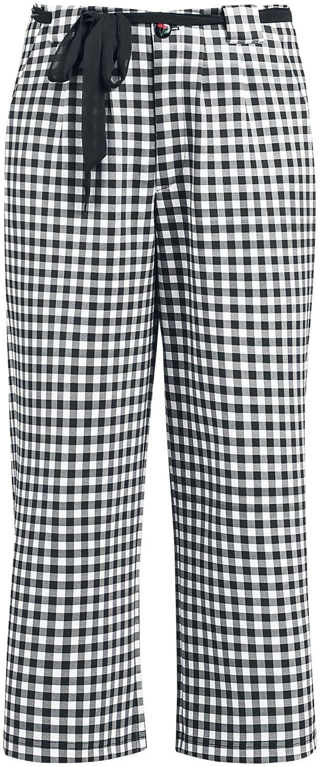EMP "Plaid Cherries Culottes Pants" Stoffhose weiß/schwarz von Pussy Deluxe