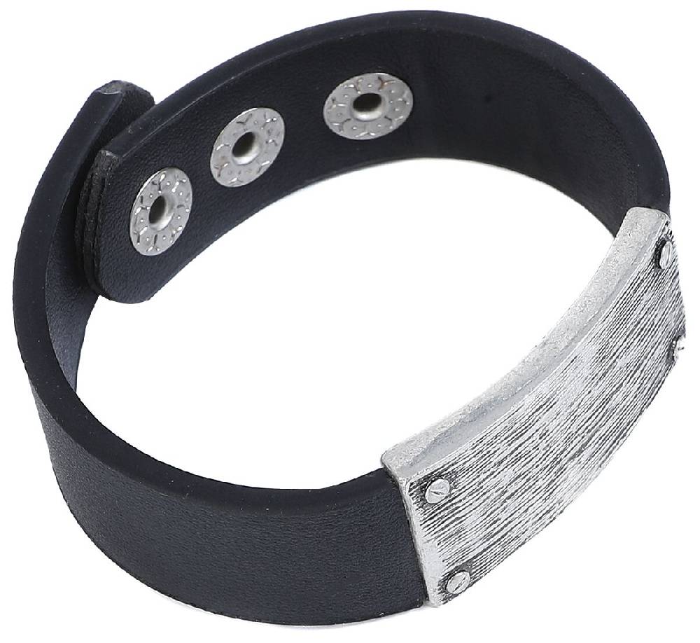 EMP "Plain Black" Kunstlederarmband Schwarz Von Black Premium By EMP