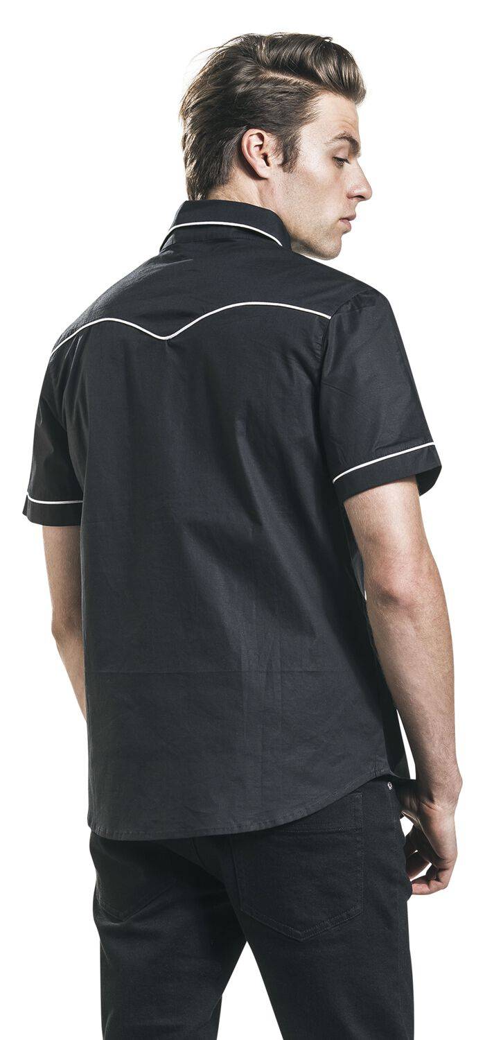 EMP "Plain Trim" Kurzarmhemd Schwarz/weiß Von Banned Alternative