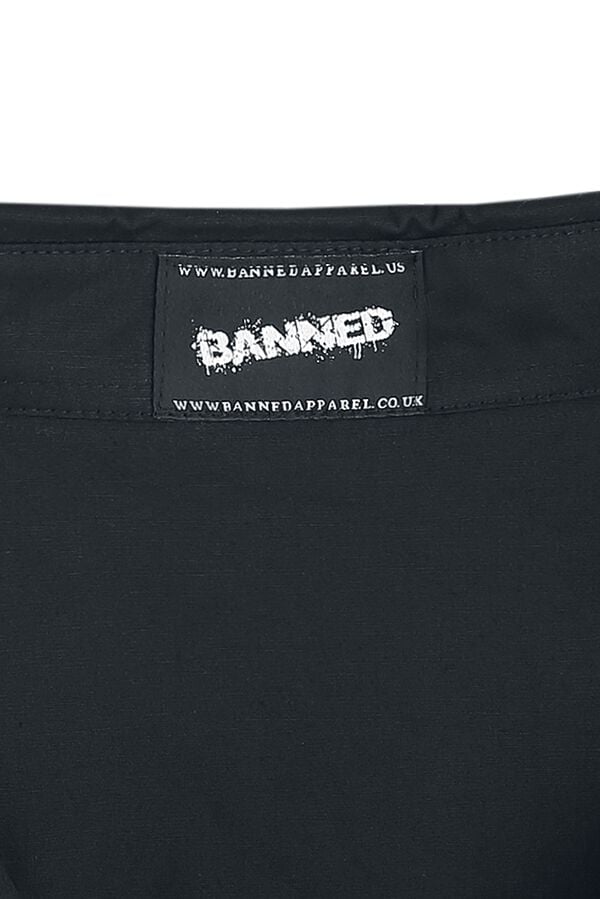 EMP "Plain Trim" Kurzarmhemd Schwarz/weiß Von Banned Alternative