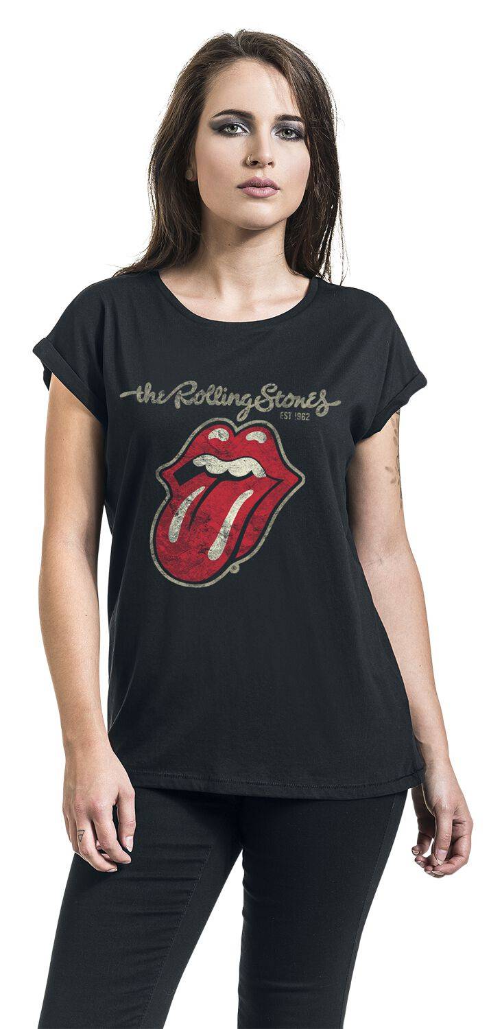 EMP "Plastered Tongue" T-Shirt Schwarz Von The Rolling Stones