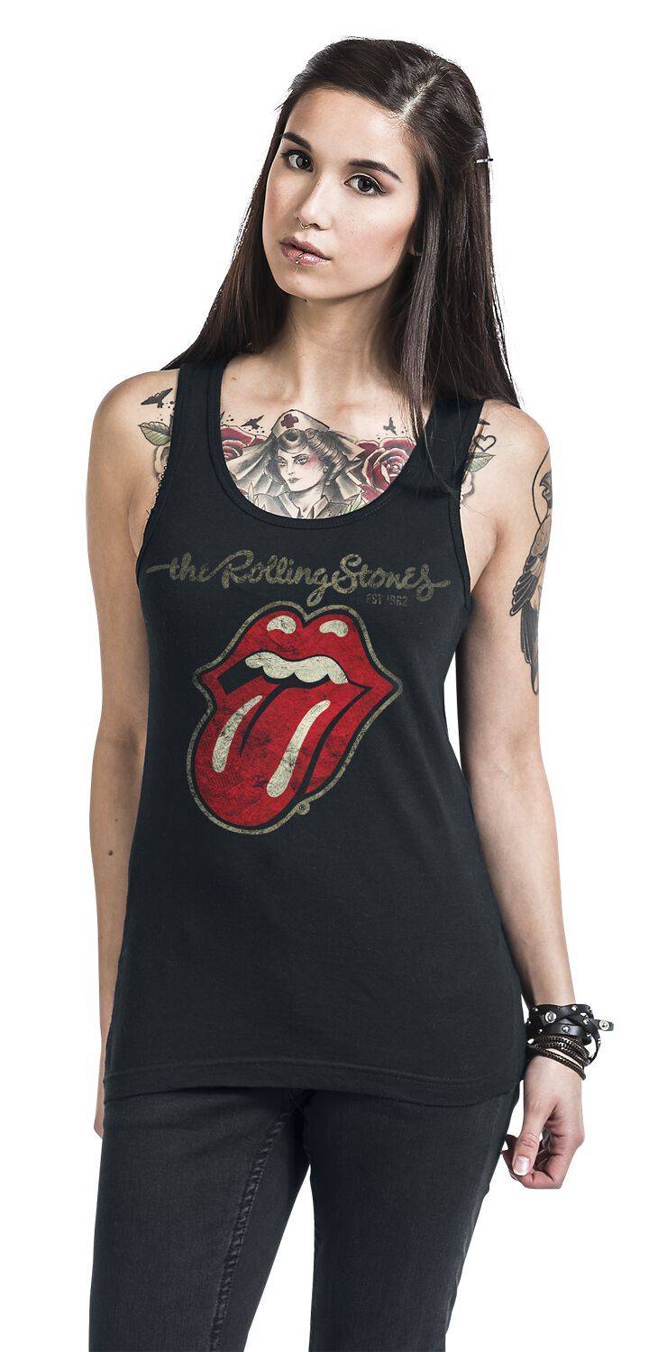 EMP "Plastered Tongue" Top Schwarz Von The Rolling Stones