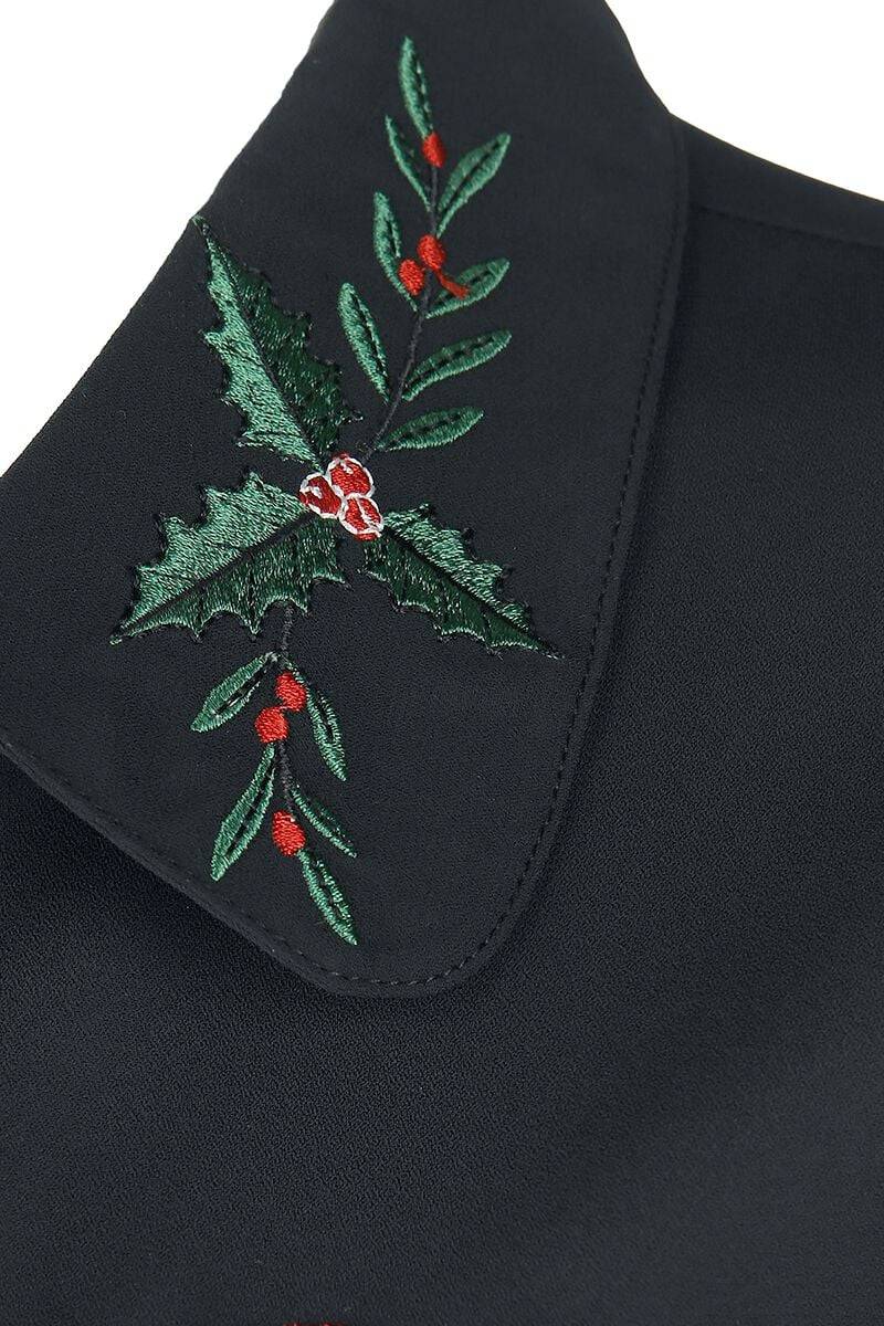 EMP "Pocket Cat Blouse" Bluse Schwarz Von Banned Retro