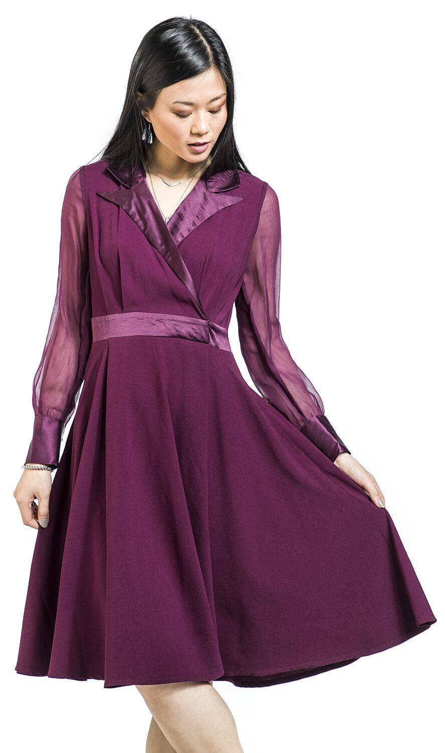 EMP "Polly Plum Dress" Mittellanges Kleid Lila Von Timeless London