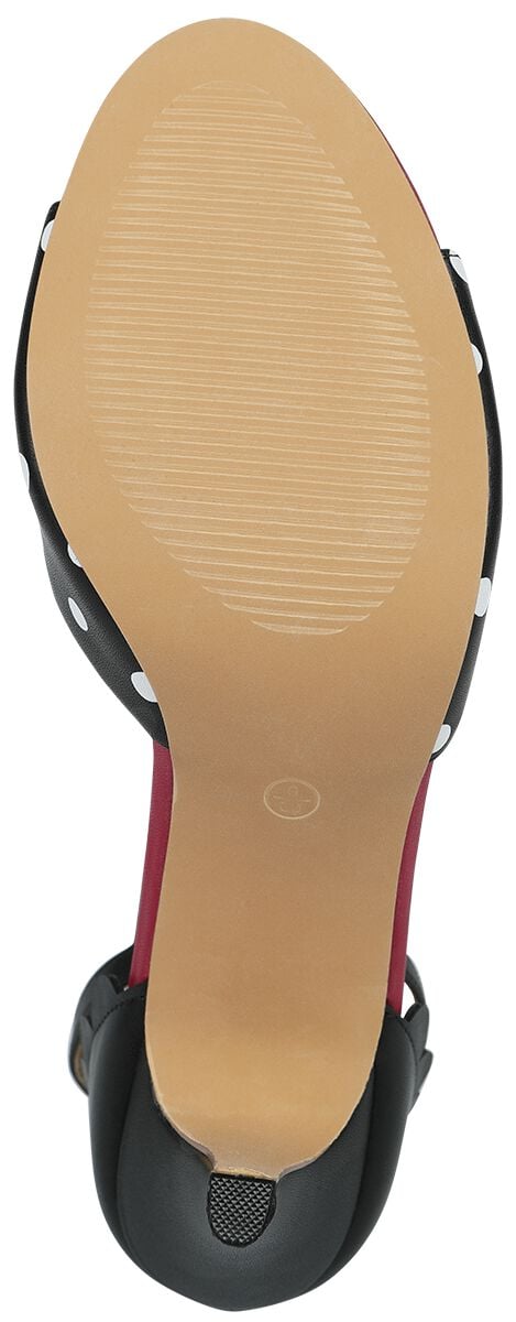 EMP "Poppy Polka Open Toe Sandals" High Heel Schwarz/rot Von Banned Retro