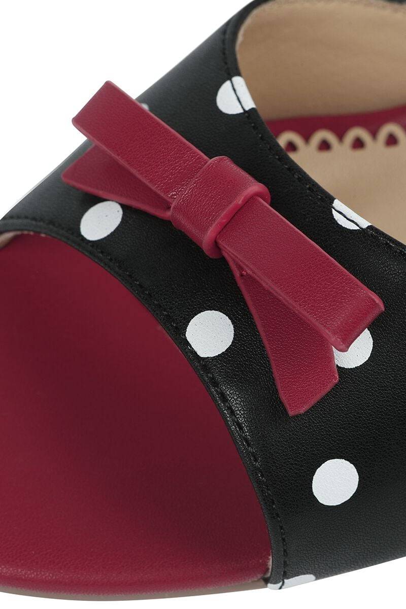 EMP "Poppy Polka Open Toe Sandals" High Heel Schwarz/rot Von Banned Retro