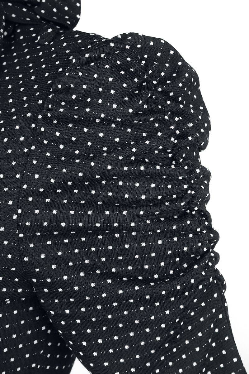 EMP "Posie Black Polka Dot Tie-neck Dress" Mittellanges Kleid Schwarz Von Voodoo Vixen