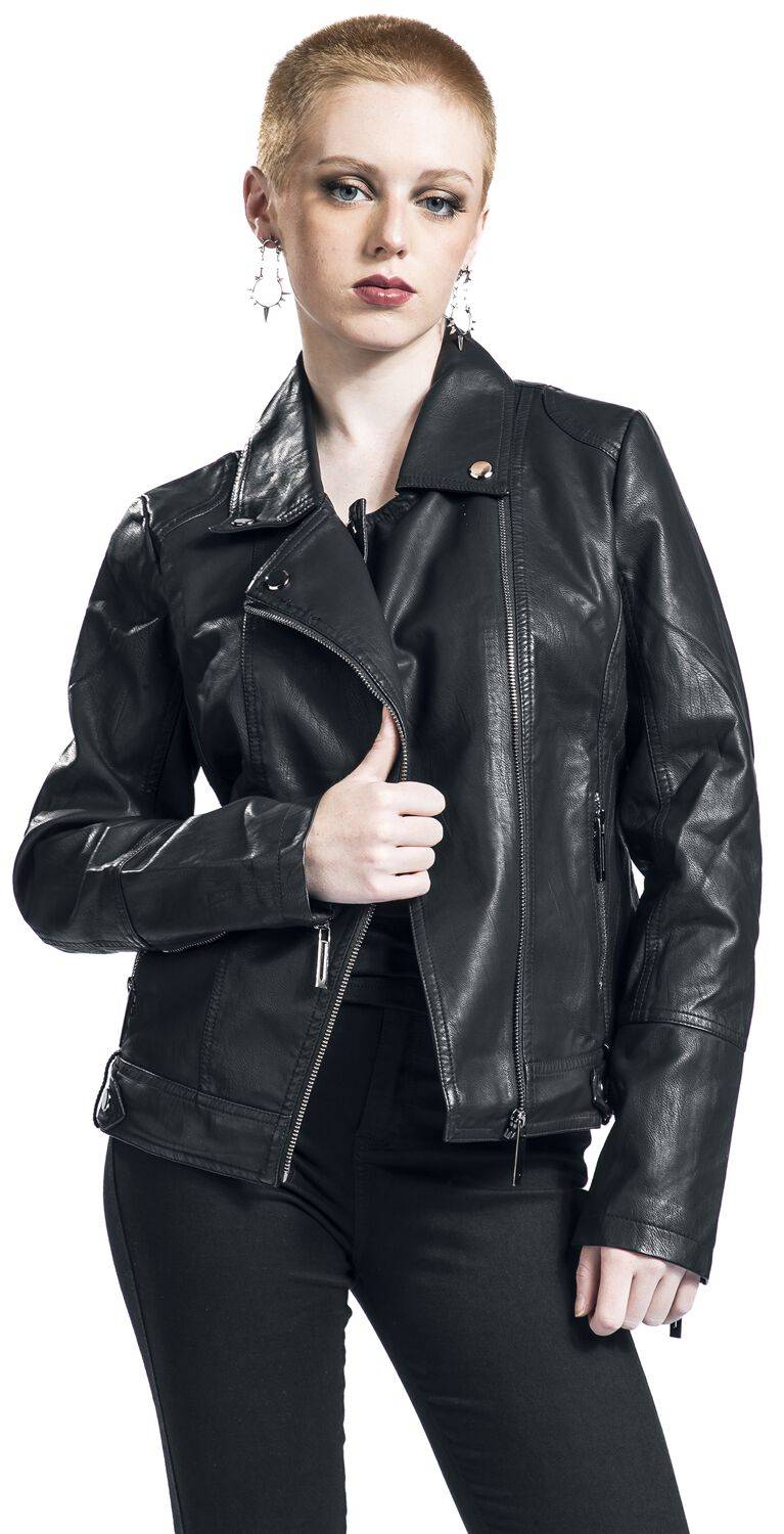 EMP "PU Classic Faux Leather Jacket" Kunstlederjacke Schwarz Von QED London