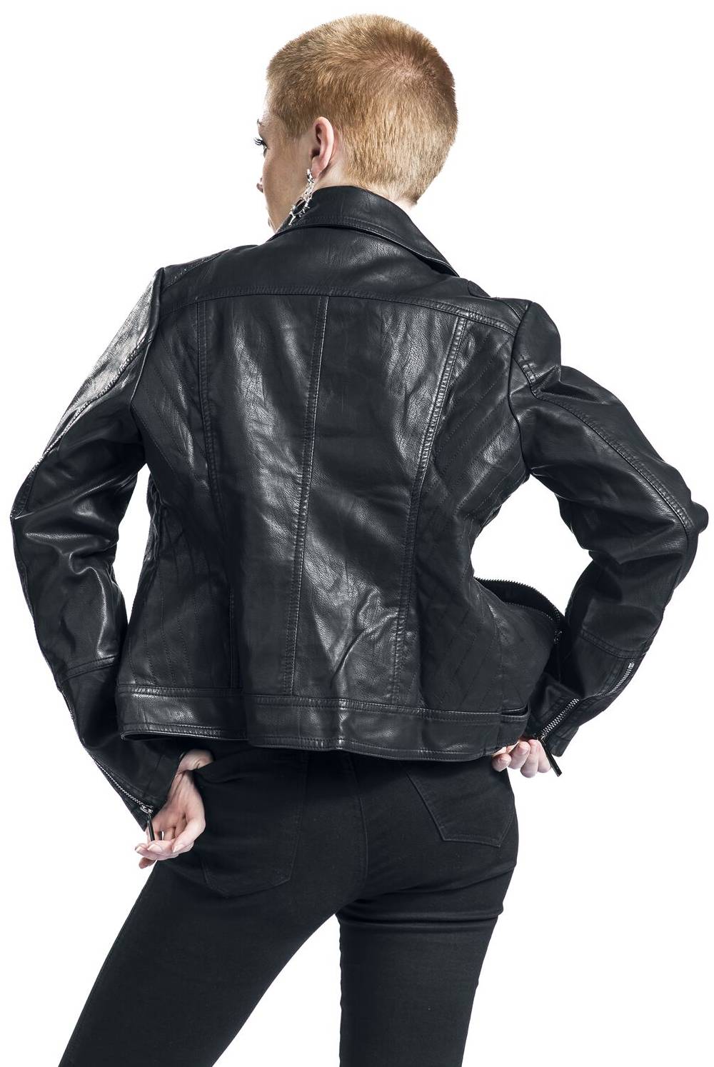 EMP "PU Classic Faux Leather Jacket" Kunstlederjacke Schwarz Von QED London