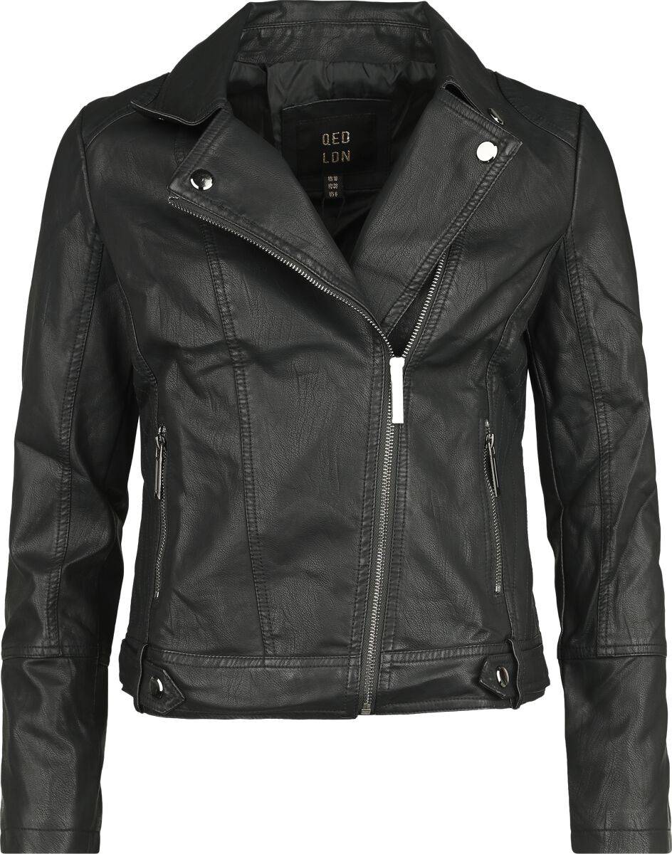EMP "PU Classic Faux Leather Jacket" Kunstlederjacke schwarz von QED London