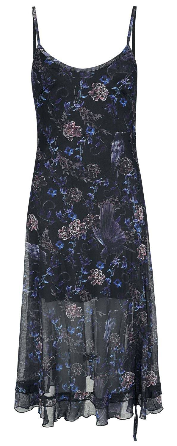 EMP "Purple Night Crows Mesh Midi Dress" Mittellanges Kleid Multicolor Von Jawbreaker
