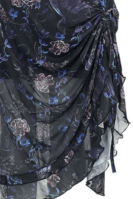 EMP "Purple Night Crows Mesh Midi Dress" Mittellanges Kleid Multicolor Von Jawbreaker