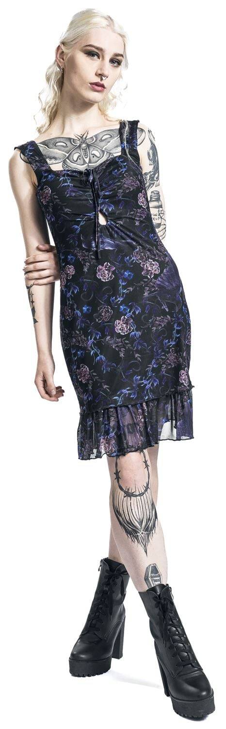 EMP "Purple Night Crows Mini Dress" Kurzes Kleid Multicolor Von Jawbreaker