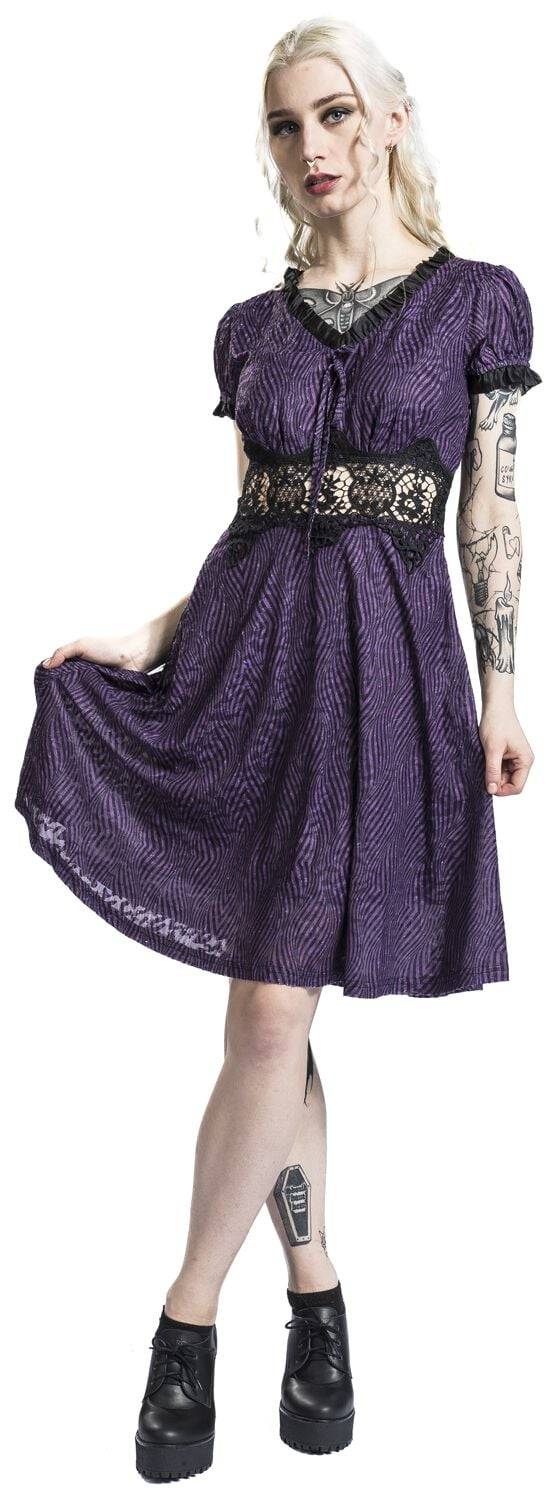 EMP "Purple Zebra Dress" Kurzes Kleid Lila/schwarz Von Jawbreaker