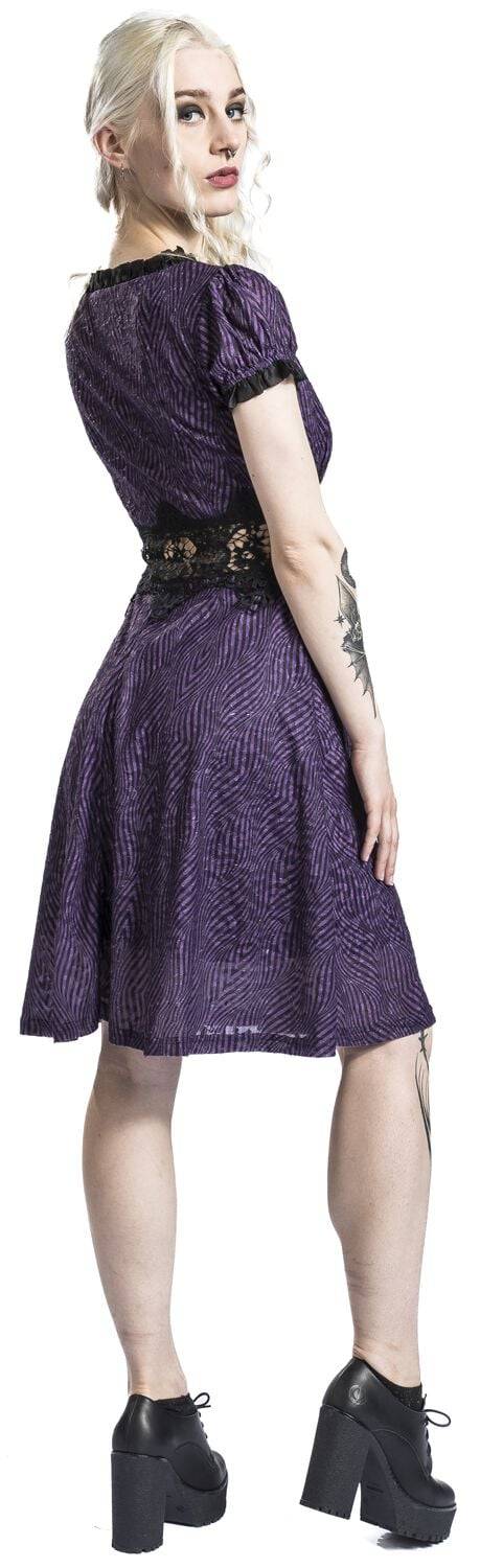 EMP "Purple Zebra Dress" Kurzes Kleid Lila/schwarz Von Jawbreaker