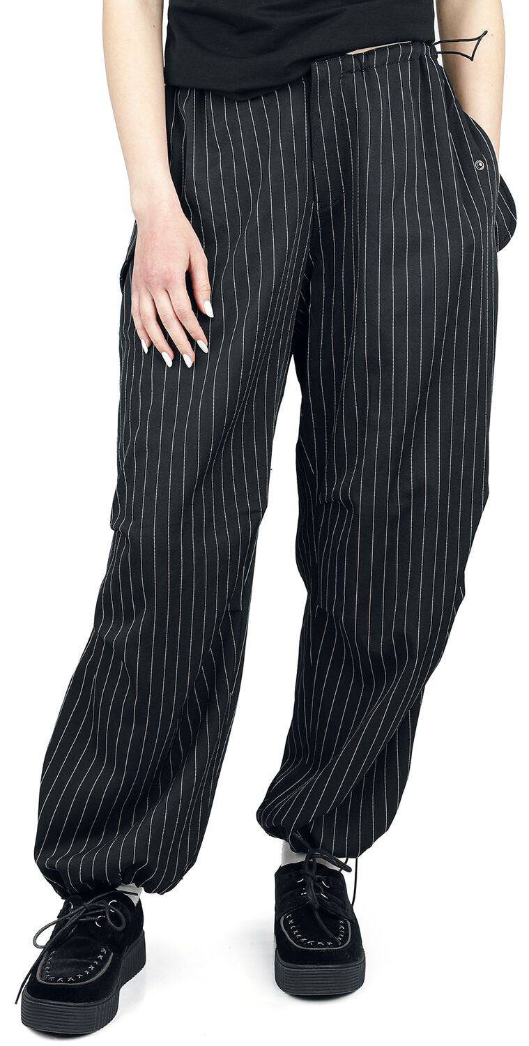 EMP "Raven Pinstripe Trousers" Stoffhose Schwarz Von Banned Alternative