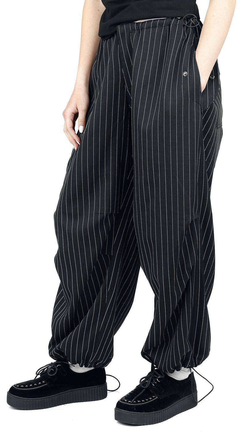 EMP "Raven Pinstripe Trousers" Stoffhose Schwarz Von Banned Alternative