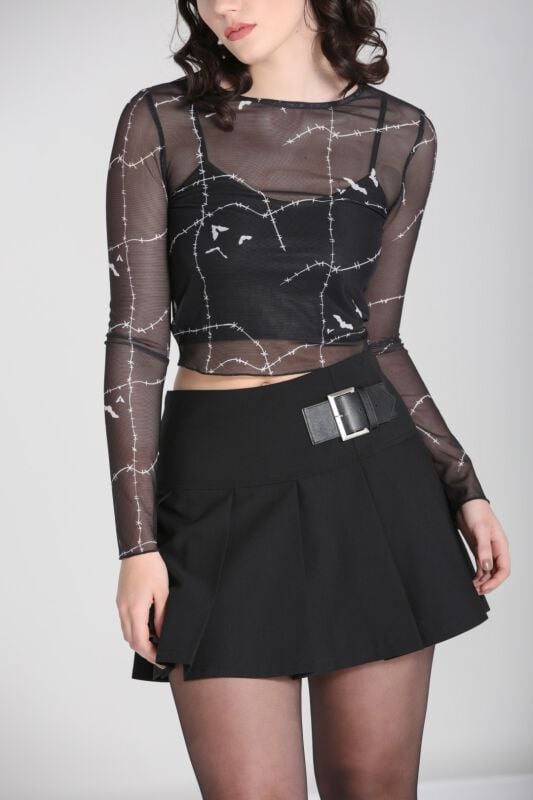 EMP "Rebellion Skirt" Kurzer Rock schwarz von Hell Bunny