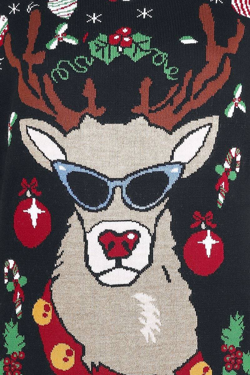 EMP "Reindeer With Sunglasses" Weihnachtspullover Multicolor Von Ugly Christmas Sweater