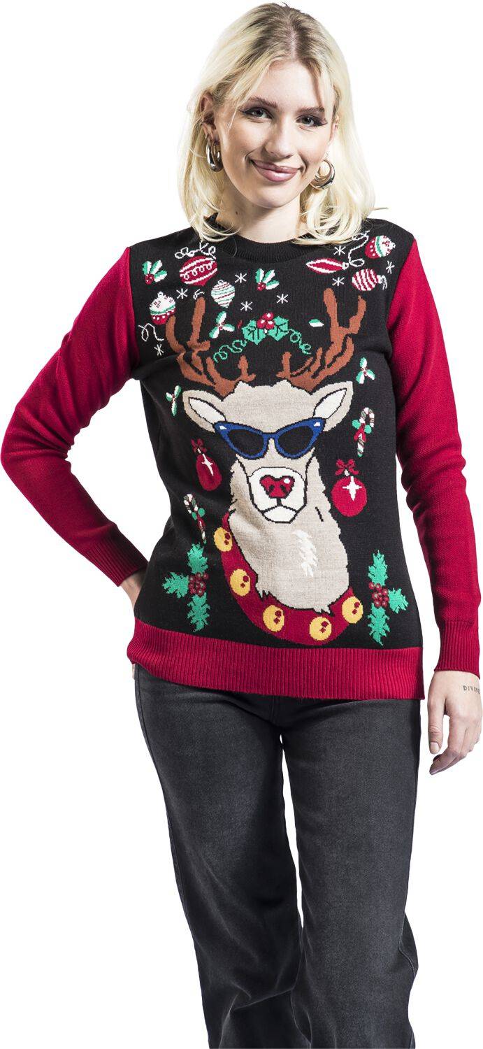 EMP "Reindeer With Sunglasses" Weihnachtspullover Multicolor Von Ugly Christmas Sweater