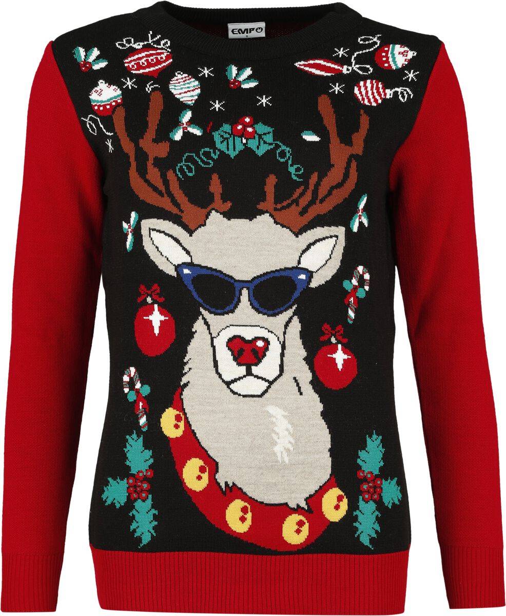 EMP "Reindeer With Sunglasses" Weihnachtspullover multicolor von Ugly Christmas Sweater