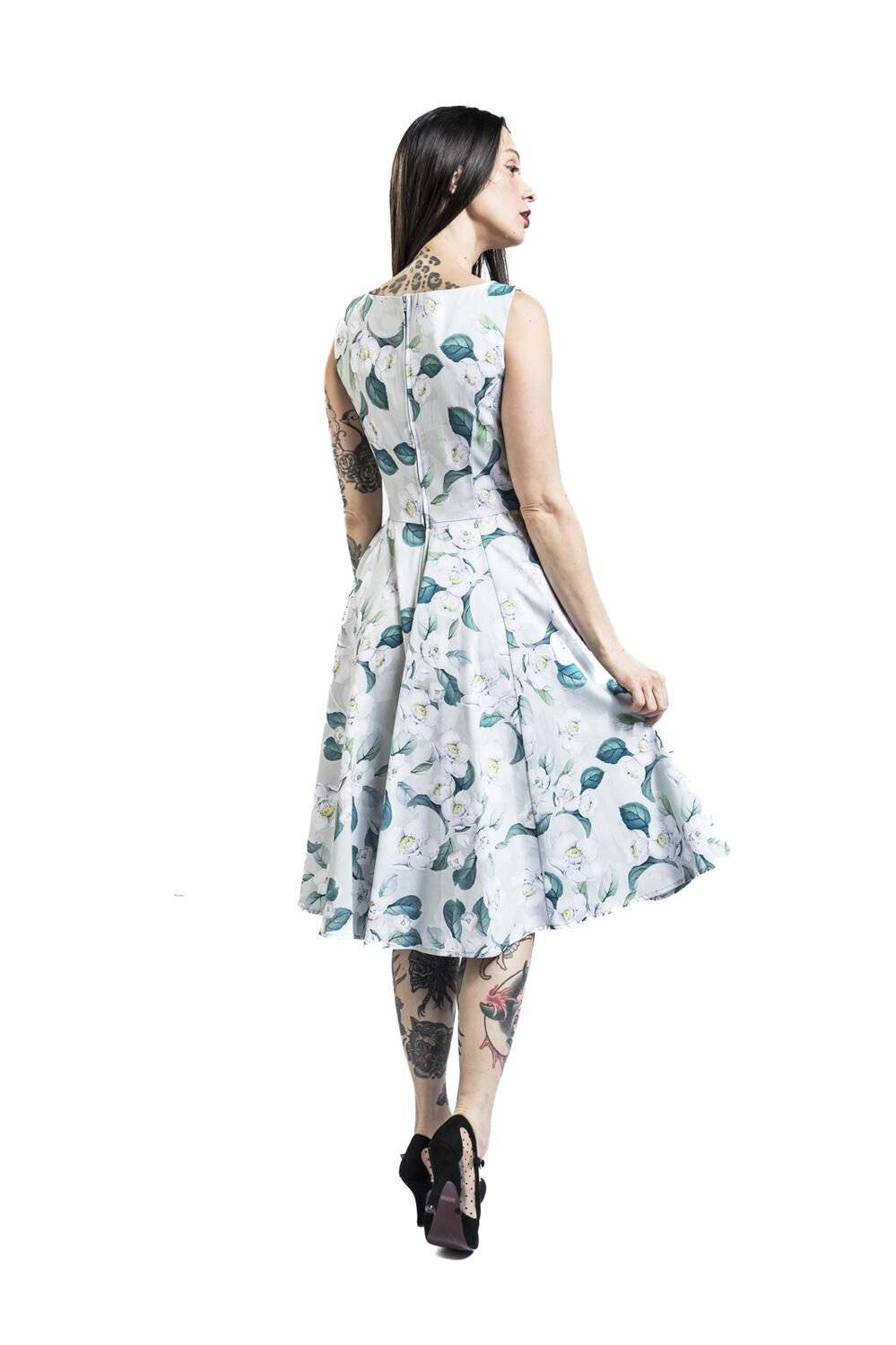 EMP "Rey Floral Swing Dress" Mittellanges Kleid Grün/weiß Von H&R London