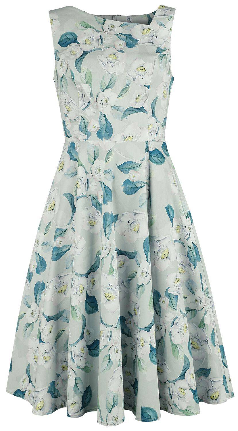 EMP "Rey Floral Swing Dress" Mittellanges Kleid grün/weiß von H&R London