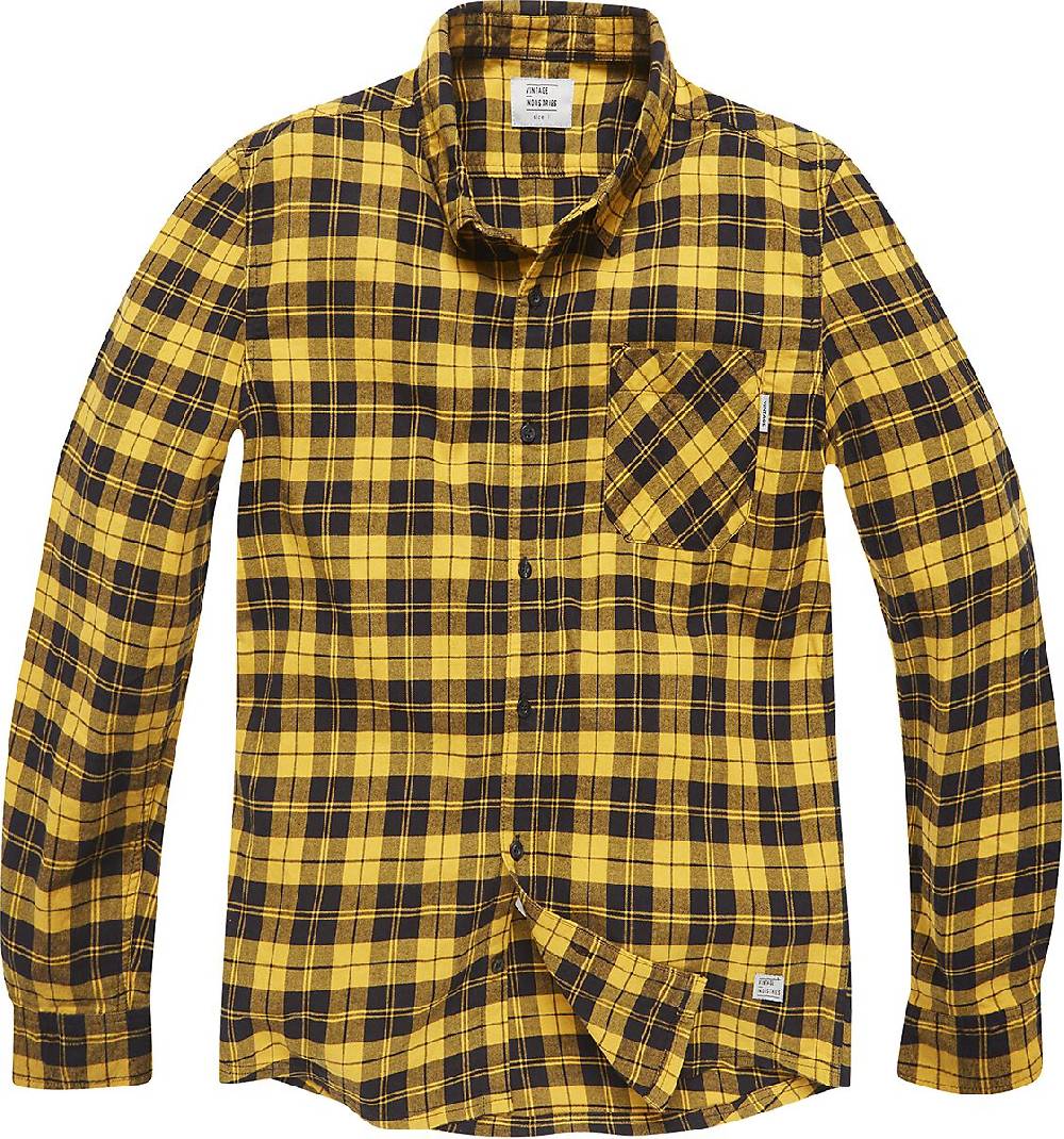 EMP "Riley Flannel Shirt" Flanellhemd gelb/schwarz von Vintage Industries