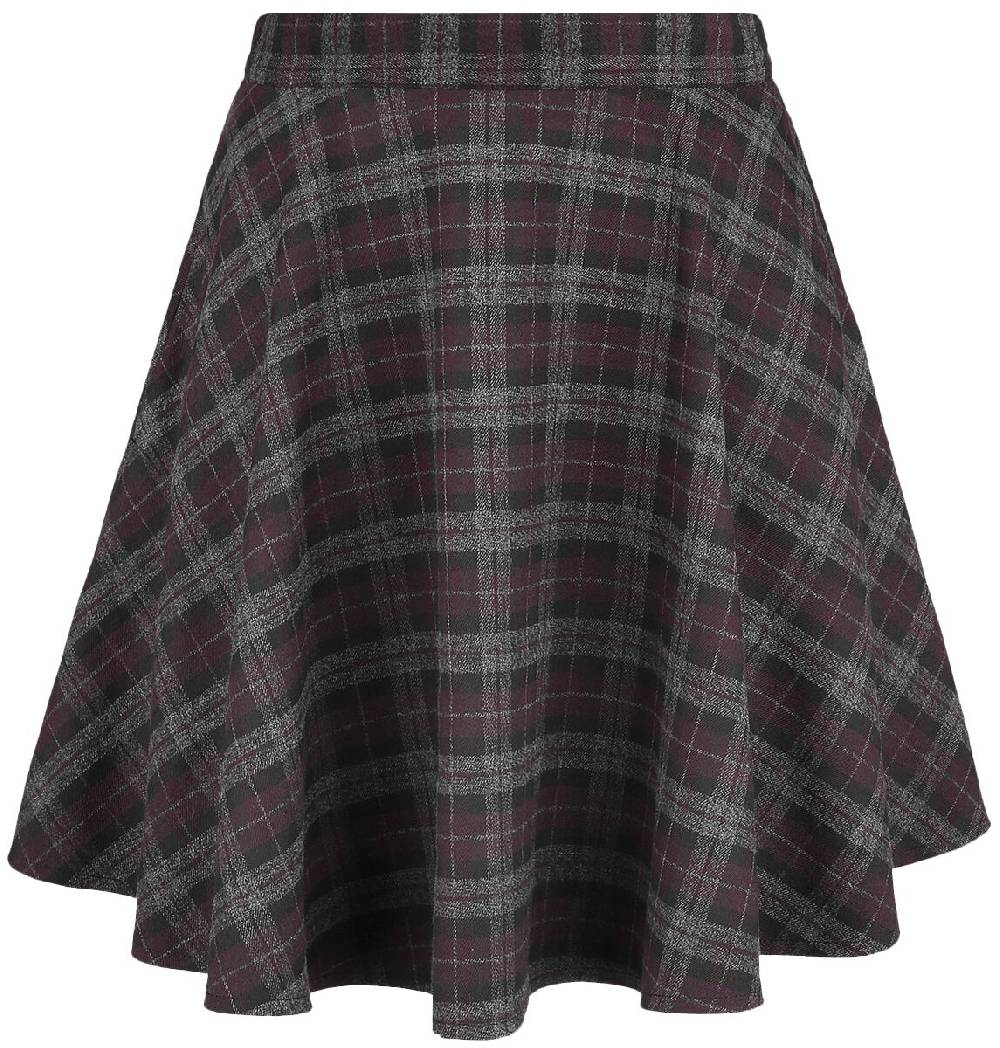 EMP "Rock Check Flared Skirt" Kurzer Rock grau/lila von Banned Retro
