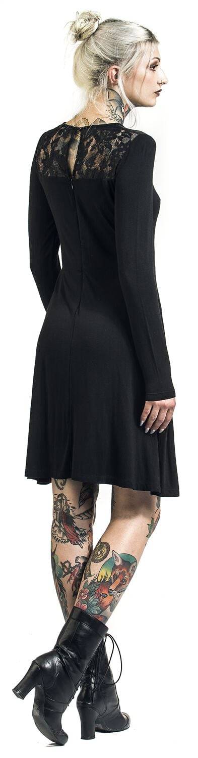 EMP "Rockanje - Long Lace Winter Dress" Mittellanges Kleid Schwarz Von Rotterdamned